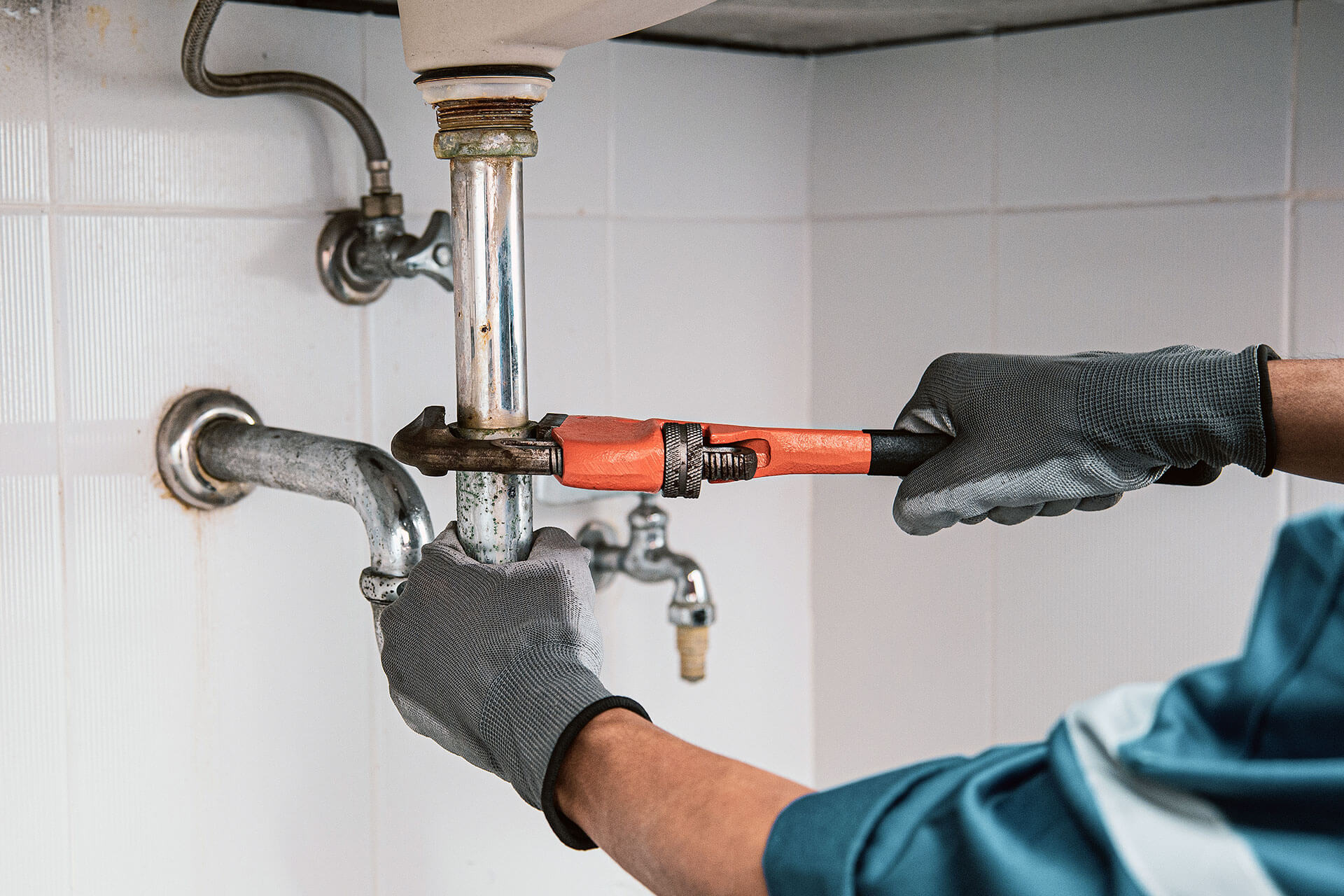 Water line repair under a sink