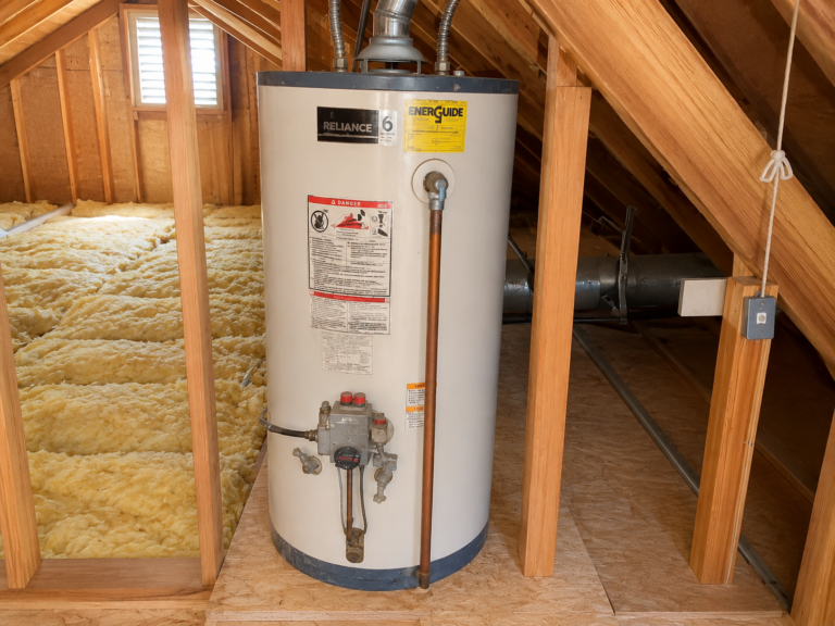 Aging water heater showing signs of corrosion and wear